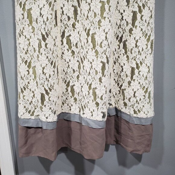 Sundance Women's Dress Mesh Lace Overlay Ivory Green Romantic Boho Sleeveless 14 - Picture 3 of 14